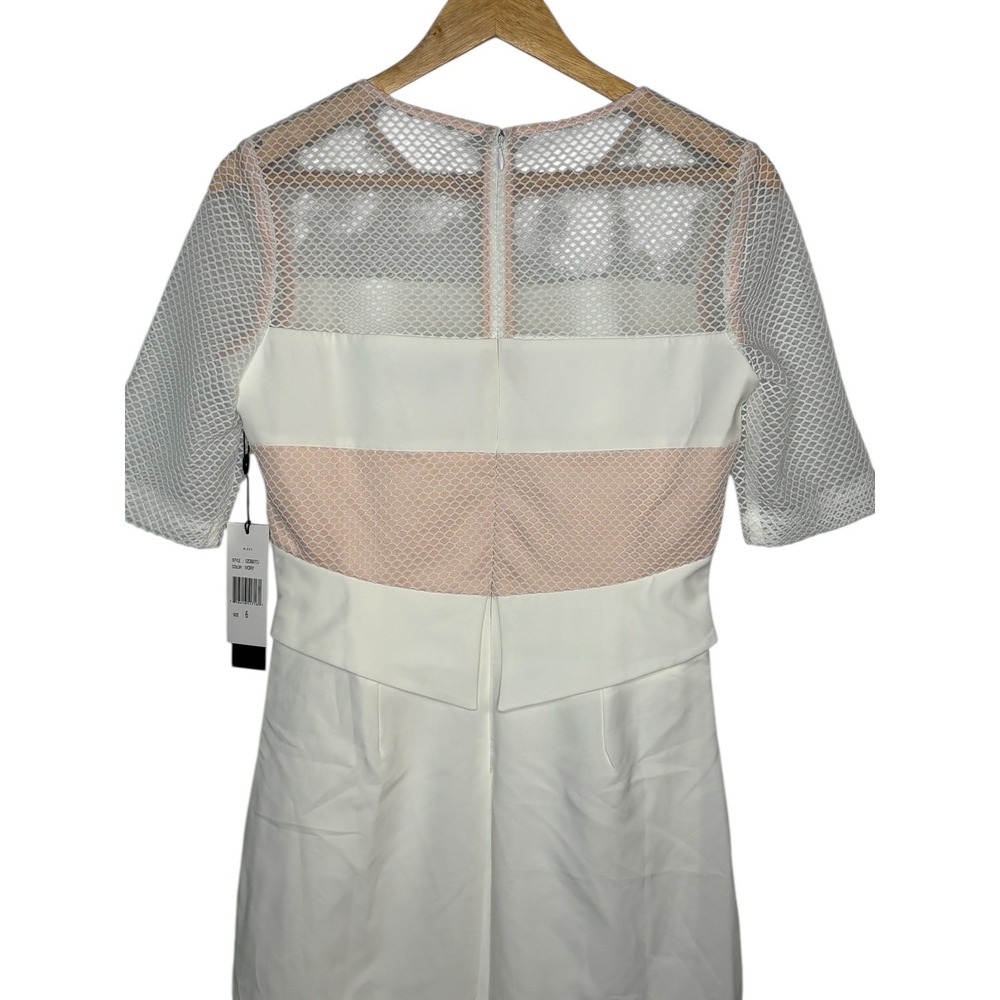 JAX BLACK LABEL Dress White Blush Mesh Illusion Sheath Midi Cocktail Size 6 NWT‎ - Picture 7 of 12
